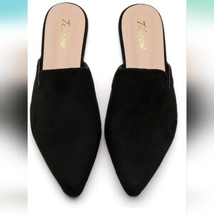 Tliocow Mules for Women Flats Slip On Backless Flat Mule Pointed Toe Slides Loaf